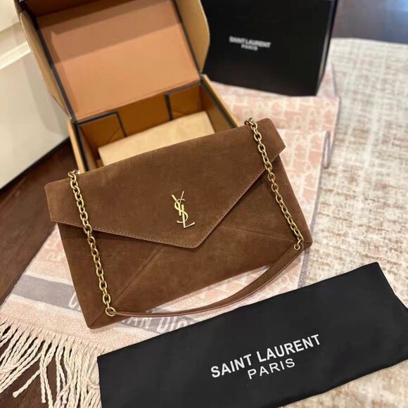 Yves Saint Laurent Handbags - YSL Envelope Suede Chain Shoulder Bag